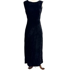 GAP Women's Black Velvet Sleeveless Maxi Dress Tie Waist EUC